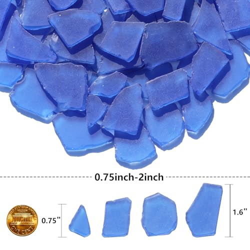 QYGL Sea Glass for Crafts - 14oz Cobalt Blue Frosted Seaglass Pieces - Vase Filler and Aquarium Ornament, DIY Craft Supplies for Art, Beach Weddings, and Home Decor - color: Cobalt