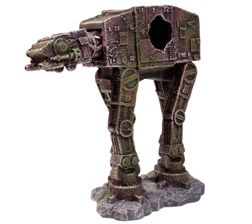 Fish Tank Decorations AT-AT of Star Wars Aquarium Decorations Betta Fish Tank Accessories for Sleep Rest Hide and Play (M) - color: Metallic Color