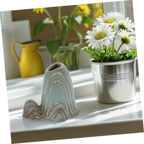 Zerodeko Ceramic Mini Mountain Fish Tank Landscape Decoration Versatile Bonsai Decor for Home Office Zen Garden Accessory Multiuse Brush Holder for
