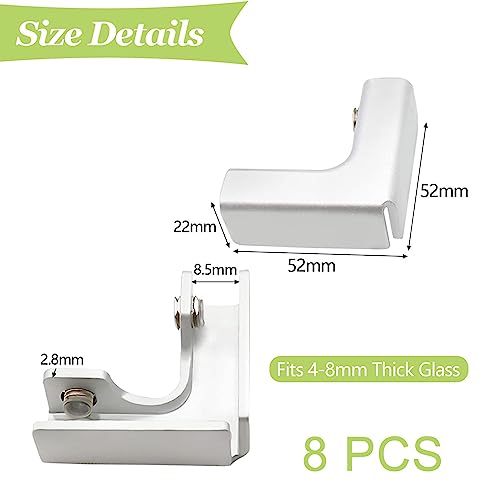 8Pcs Aluminum Alloy Glass Clamp 2 Way Glass Connectors Rimless Clip Holder for Fixing or DIY Fish Tank, Wind Guard, Display Cabinet, for 4-8mm Thickness - color: Aluminum Alloy,for 4-8mm, size: 8pcs