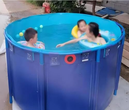 Portable PVC Fish Pond Tarp with Drain Valve - Foldable Water Storage Pool for Koi, Saltwater Fish, & Aquatic Life - Temporary Outdoor Holding Tank - size: 2X0.6m