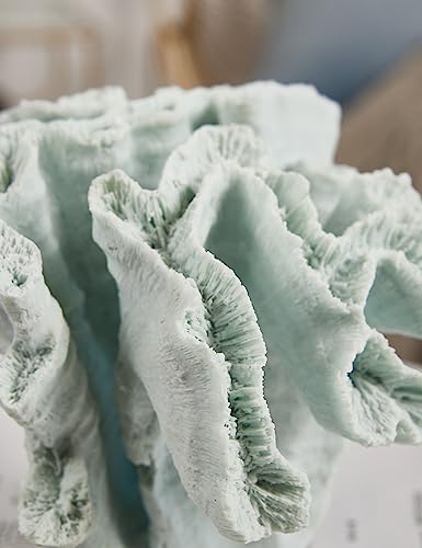HAUCOZE Coral Decor Ocean Sculpture Statue Modern Home Art Table Centerpiece Gift for Living Room Bookshelf Polyresin 7.5 Inch