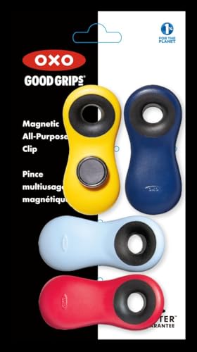 Oxo All Purpose Magnetic Clips, 1 EA - color: Navy Blue/Yellow/Red & Light Blue, size: 4 Piece All-Purpose Set