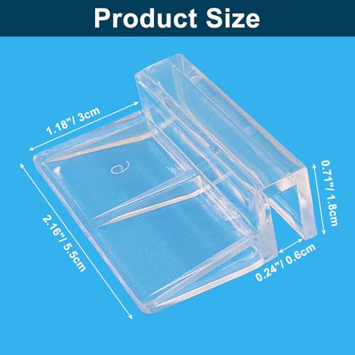 Hordion 20pcs Aquarium Lid Clip, 6mm Clear Acrylic Fish Tank Lid Holder Aquarium Glass Cover Clips for Rimless Aquarium Fish Tank - size: 6mm