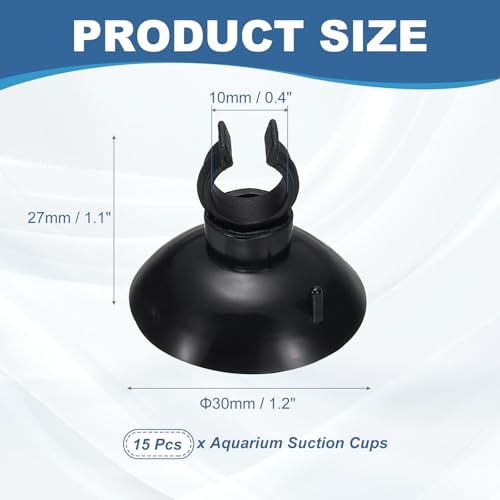 Aquarium Suction Cups, Fish Tank Suction Cups Clips Airline Tube Holders Clamps (Plastic, 15Pcs, Black) for 0.4" Fish Tank Airline Tubing Binding Moss Shrimp Nest, 10x30MM - color: Black, size: 10x30MM