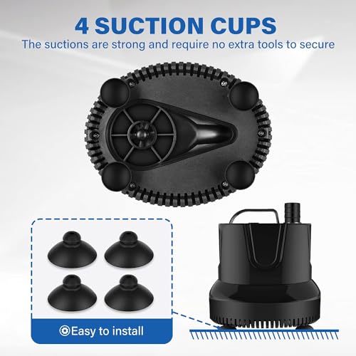 Simple Deluxe 1056GPH Submersible Water Fountain Pump, (4000L/H, 85W) Quick Water Change Aquarium Pump, 13ft High Lift, for Fish Tank, Pond, Hydroponics, Black - size: 1056 GPH (New Model)