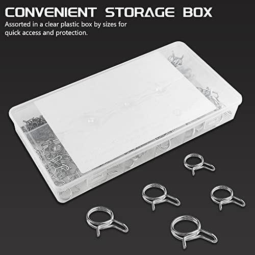 WMYCONGCONG 250 PCS Double Wire Fuel Line Hose Tube Spring Clips Clamp Assortment Kit for Motorcycle ATV, 5-14mm