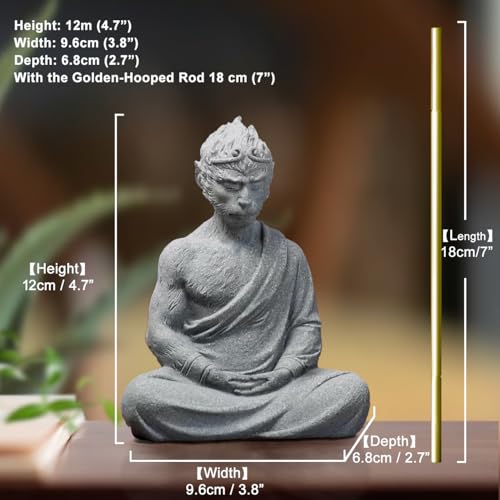 Monkey King Statue, Sun Wukong Sculpture, Paper Weight, Chinese Calligraphy Stone Paperweight, Figurines Fighting Buddha, Aquarium Safe Landscape Decor, Stone Tea Pet, Chinese new Year Gift