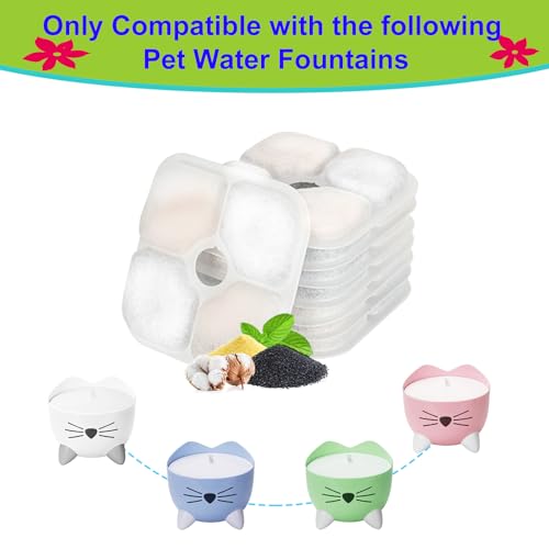 Cat Water Fountain Filter,Cat Fountain Filters Replacement for PIXI Pet Water Fountain,12 Pack Pet Fountain Filter Replacement,3 Pump Hoses - color: 12+3 Pack