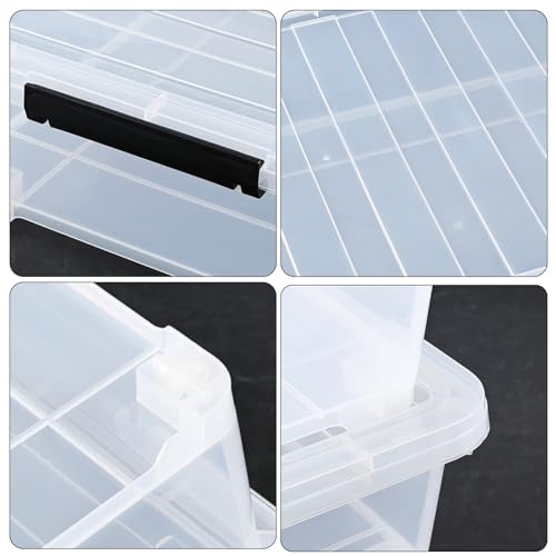 40 Quart Plastic Underbed Storage Box, Large Clear Shallow Box with Wheels Set of 3