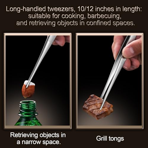 Aniso 6 Inches Stainless Steel garden tweezers | Precision Serrated, Non-slip handle For Hand-Made，succulent，Pick up an ice cube Kitchen and Dining Room - size: 6 inches
