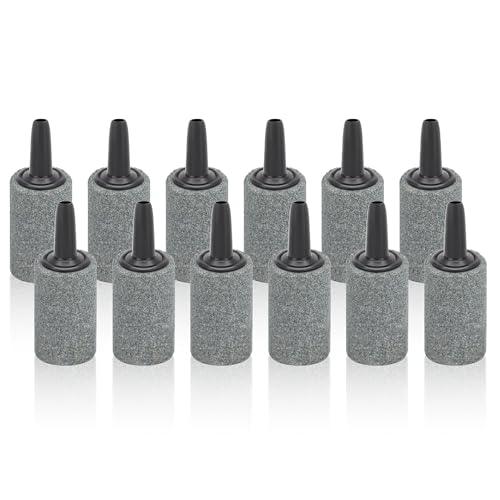 DaToo Aquarium Air Stone 1 Inch 12 Pack Fish Tank Aerator Bubble Diffuser Silicon Carbide Fish Tank Airstone for Air Pump Aquariums Ponds Hydroponic Systems