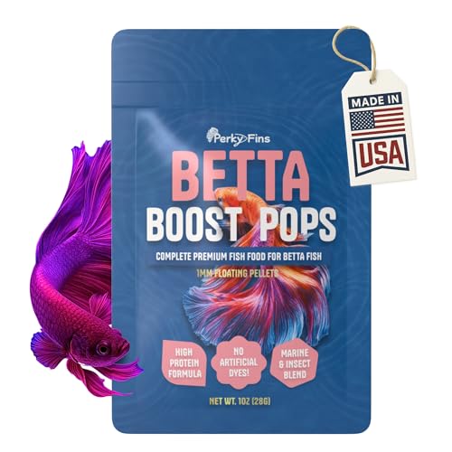 Betta Boost Pops | High-Protein Betta Fish Food Pellets Made in USA | Marine & Insect Protein | Floating & Slow-Sinking | Premium Freshwater Aquarium Fish Food 1oz
