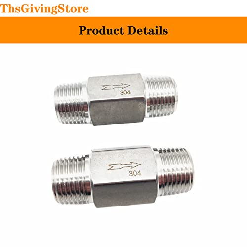 1/4 Inch NPT Male to Male Thread 304 Stainless Steel Check Valve One Way Non-Return Valve for Water Oil Gas Check Valve 1PCS - color: Outer to Outer