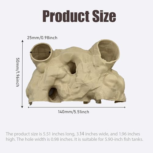 Aquarium Decor, Natural Curve Under Gravel Tunnel Cave, Fish Cave for Aquarium, 3D Printed Fish Tank Tunnel Decor for Betta, Guppy, Shrimp, Cory, Small Cichlid (Small) - size: Small
