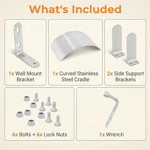 Gardzen 304 Stainless Steel Garden Hose Holder, Heavy Duty Wall Mounted Hanger, Rust-Resistant Outdoor Storage Rack for Backyard, Fence, Garage & Shed