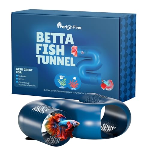 Betta Fish Tunnel Hideout Blue | Aquarium Cave & Tunnel Decor for Betta Fish, Shrimp & Small Fish | Fish Tank Decoration, Betta Tank Accessory & Enrichment Toy - color: Blue