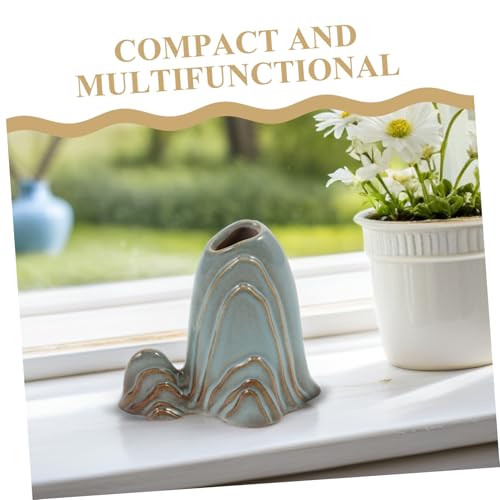 Zerodeko Ceramic Mini Mountain Fish Tank Landscape Decoration Versatile Bonsai Decor for Home Office Zen Garden Accessory Multiuse Brush Holder for