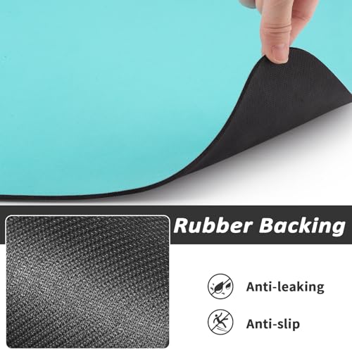 HotLive Dog Food Mat - Absorbent Cat Mat for Food and Water, No Stains Pet Feeding Bowl Mat, Easy to Clean Pet Placemats, Quick Dry Dog Water Dispenser Mat for Messy Drinkers | Paw Teal 12"x 19" - color: Paw Teal, size: 12"x19"