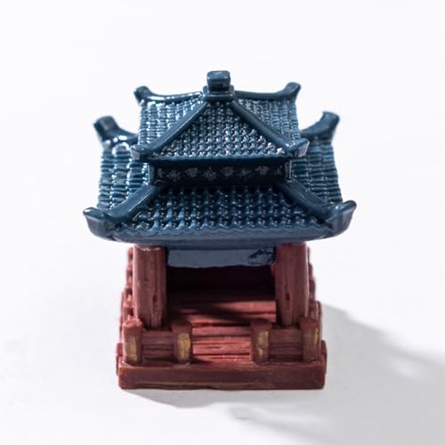 12 Pcs Chinese Miniature Garden Decor Set, Mini Plastic Pavilions Bridge Figurines for DIY Craft Micro Landscape Decor, Fairy Garden Accessories, Bonsai Terrarium Pond Lawn Ornaments