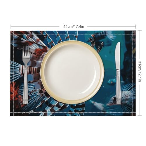 Placemats Set of 4 Washable Heat Resistant Place Mats Fish in Fish Tank Dining Table Mats Wipeable Placemat for Kitchen Dining Table Decoration Indoor Outdoor - size: 2PCS