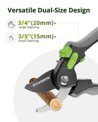 Pruning Shears for Gardening,8.5" SK5 Garden Shears Cuts 10000+ Times Staying Sharp, Garden Scissors with One-handed Unlocking&Adjustable Handle, Garden Clippers Gardening Tools for Men Women - style: 8.5" Bypass
