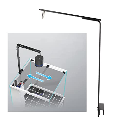 flexman Fish Tank Chandelier Bracket, 15.7x10.2 Aluminium Alloy Cylinder Aquarium Light Stand Kit, Full Spectrum Drop Light Mount Bracket for Fish Tank Bonsai (Black)