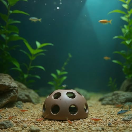 2 Pcs Ceramic Aquarium Cave, Fish & Shrimp Breeding Hideout with Holes - Hemispherical Shelter for Freshwater & Saltwater Tanks, Betta, Cichlid, Crayfish - Porous Pot Decor Hiding Spots Habitat
