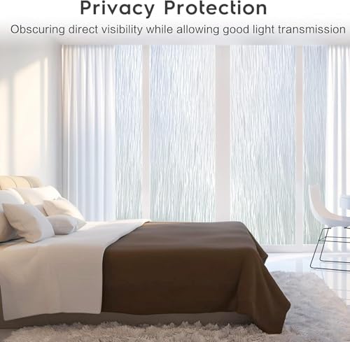 rabbitgoo Window Privacy Film Frosted Glass Film Removable Vinyl Door Coverings UV Blocking Decorative Static Cling Non-Adhesive Window Clings Sticker for Home Decor, 23.6 x 78.7 Inches - color: Pure Wave, size: 23.6" x 78.7"