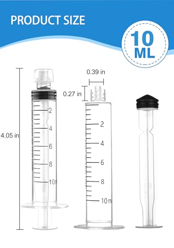 Luer Lock Syringe 10ml - Sterile Disposable Syringes without Needles (10 Pack), Individual Sealed Packaging - size: 10ml