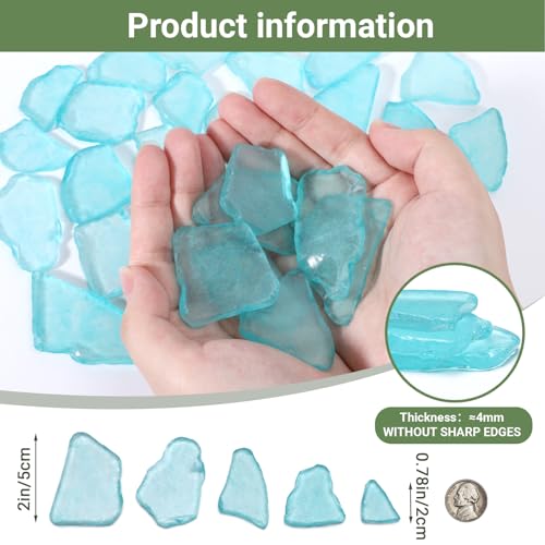 SUREAM Blue Sea Glass Decor, Flat Frosted Sea Glass for Christmas Tree Decor, Beach Glass for Wedding Centerpieces Party Home Decoration(13oz) - color: Blue Green
