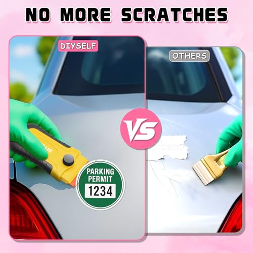 DIYSELF 2 Pcs Plastic Razor Blade Scraper with 10 Pcs Blades, Plastic Scraper Tool for Adhesive Remover, Scrapers for Cleaning Stickers, Decals, Glass, Windows, Car, No Scratches (Yellow) - color: Yellow-plastic Blades, size: 2 Pack