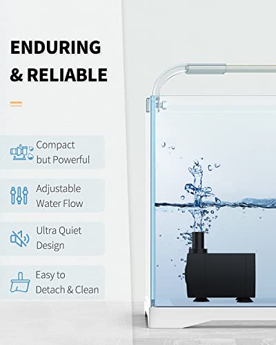 Uniclife 80 GPH Submersible Water Pump 4W 2.4ft High Lift Quiet Pump for Fountain Aquarium Fish Tank - size: 80GPH