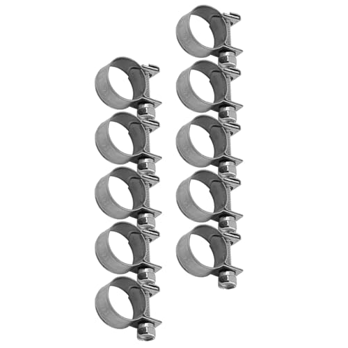 10pcs Stainless Steel Hose Clamps – Adjustable 6-20mm Fuel Line Pipe Clips for Air, Water, Silicone & Fuel Hoses (14-16Mm) - size: 14-16Mm
