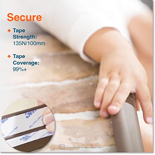Roving Cove HeftyFit Edge Corner Protector Baby Proofing (Large 15ft Edge 4 Corners), Heavy-Duty, Soft NBR Rubber Foam, Furniture Fireplace Safety Bumper Guard, 3M Adhesive, Coffee Brown - color: Coffee Brown, size: Large 15 feet
