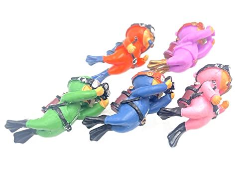 5Pcs Floating Fish Tank Decorations, Cute Little Diver Aquarium Decoration Fish Tank Aquarium Diver Ornament Accessories - color: Multicolor