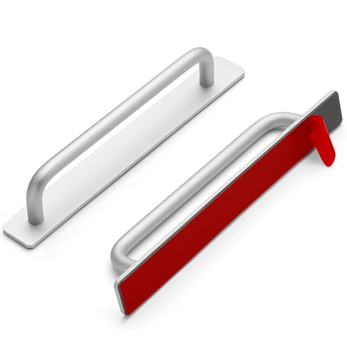 2 Pack Adhesive Handles Self Stick Instant Cabinet Handles 8.35" Stick on Cabinet Handles Drawer Push Pull Handles Helper Sliding Screen Door Handles for Sliding Closet Window Wardrobe - Silver - color: Silver, size: 8.35 In Length