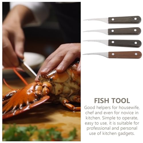 Garneck 4pcs Shrimp Peeler and Stainless Steel Fish Scaler Set with Serrated Edge, Ergonomic Seafood Deveiner Tool for Household Kitchen Cleaning and Fish Scale Removal Random Color