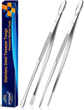 JETKONG 2 Pcs 14-Inch Food Tweezers Stainless Steel Tweezer Tongs Extra-Long Cooking Tweezers (Silver) - color: Silver, size: 14+14 Inch