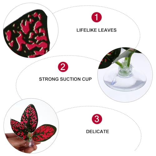 SUPVOX 4pcs Betta Fish Spawning Base Leaf Pads Artificial Aquarium Landscape Leaves Red Simulation Decoration for Fish Tank Habitat