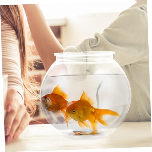 TOYANDONA Transparent Plastic Fish Tank Round Drop Goldfish Bowl with Opening for Easy Cleaning Desktop Globe Container for Home Decor and Aquatic Plants
