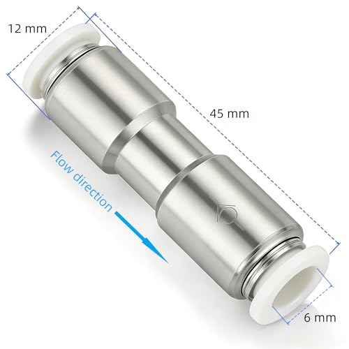 Pneumatic Push to Connect Fitting Check Valve 6mm Tube OD One-way Valve Pack of 2 - size: 6mm OD