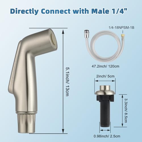 Hygie Rinse Kitchen Sink Spray Attachment/Hose/Holder Set Compatible with Moen/Delta Faucet, Kitchen Side Sprayer, Kitchen Sink Faucet Sprayer Replacement, Brushed Nickel - color: Brushed Nickel, style: Sprayer Head/Hose/Holder Set