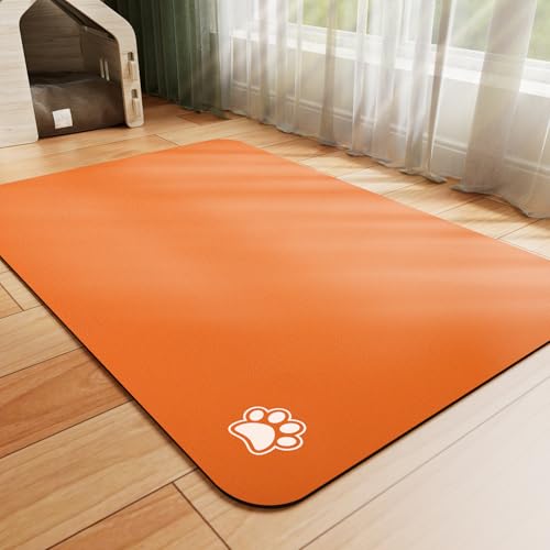 HotLive Dog Food Mat - Absorbent Cat Mat for Food and Water, No Stains Pet Feeding Bowl Mat, Easy to Clean Pet Placemats, Quick Dry Dog Water Dispenser Mat for Messy Drinkers | Paw Orange 12"x 19" - color: Paw Orange, size: 12"x19"