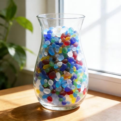 QYGL Sea Glass Stones - 0.55LB Green Mixed Frosted Glass Pebbles Gemstones - Perfect for Aquarium Rocks, Fish Tank Gravel, Vase Fillers, DIY Crafts, and Home Decor - color: Green Mixed