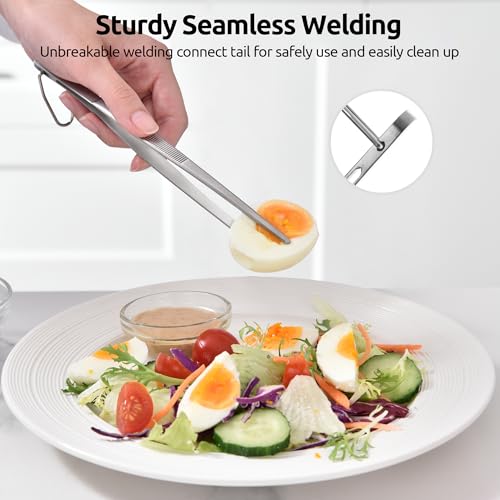 U-Taste 8in Kitchen Plating Tweezer: 18/8 Stainless Steel Food-Grade Metal Food Tong, Seamless-Welding, Sturdy and Flexible with Non-Slip Tips for Serving, Decorating, Cooking, Baking (Pointed Tip) - size: 8in (pointed tip)
