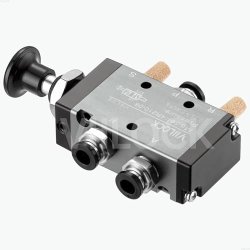 Pneumatic Air Hand Lever Valve, 5 Way 2 Position 1/4”NPT Solenoid Valve Manual Control Direct Driving Type Push-Pull 4R210-08