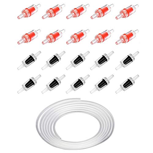 20 PCS Aquarium Air Pump Check Valves with 25 Feet Airline Tubing Clear Plastic One Way Non-Return Check Valve for Fish Tank