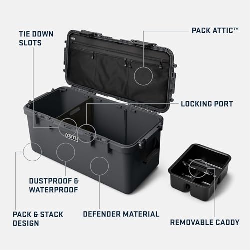 YETI LoadOut GoBox Collection, Divided Waterproof Cargo Case, Dry Box, Camera Case, Fishing Tackle Box - color: Rescue Red, size: GoBox 60