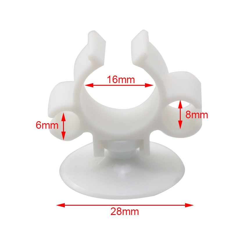 10PCS Double Ended Double Snap Aquarium Suction Cup Clips Medium Size White Turtle Tank Filter Oxygen Tube Power Cord Clips for Organising Hoses and Charging Cables